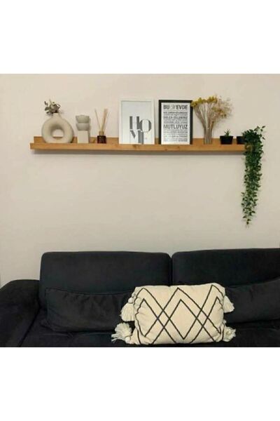 ViraHome Lüx Dekoratif Masif Ahşap Resim Rafı Çerçeve Rafı Duvar Dekoru 120 c...