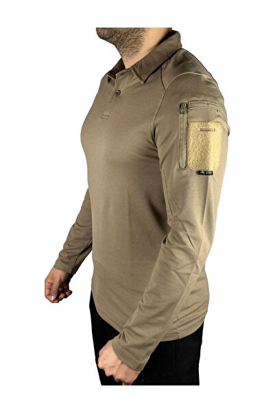 Genel Markalar Akn Polo Yaka Uzun Kollu Taktik T-shırt - Haki