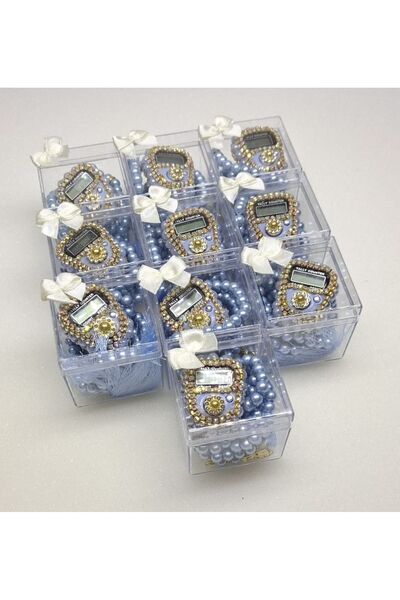 lifestyling علبة ميكا مكونة من 10 قطع - مجموعة هدايا مسبحة مرصعة بالأحجار، للمولد والختان