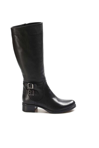 FAST STEP Genuine Leather Furry Black Women's Classic Boots 757kza5111