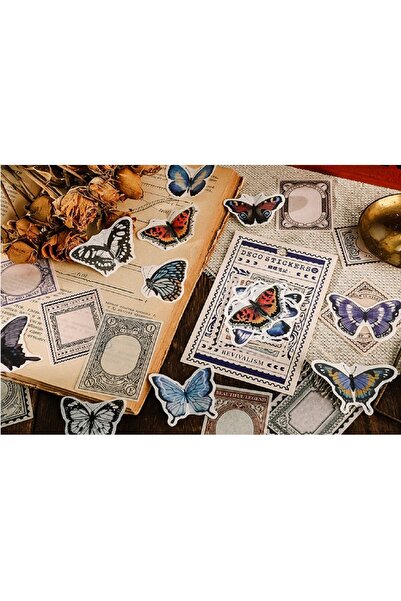 SF SCRAPBOOK KIRTASİYE 20 Adet Scrapbook Vintage Kelebek/çerçeve Sticker Set ...