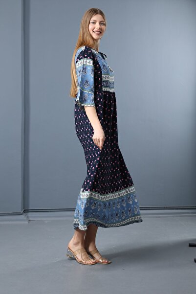 mervemoda Women's Summer Woven Dress - Short Sleeve