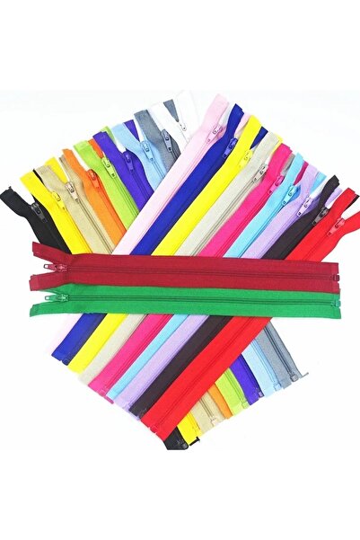 e tuhafiye 10 Adet Farklı Renklerde Tip10 Fermuar Paketi (30-35 CM)