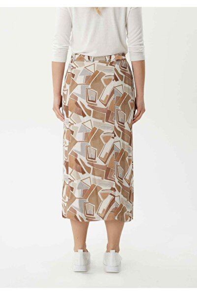 Guzella A-line MinkMidiSkirt - Geometric Shape with Buttoned Front and Belted