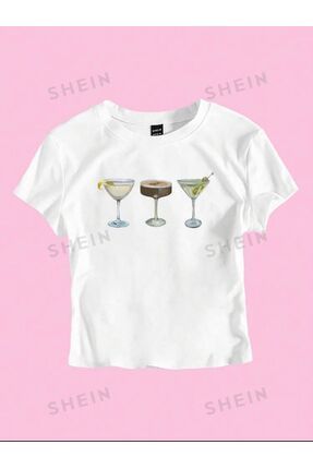 SHEIN Y2k coquette kokteyl bardakl tshirt