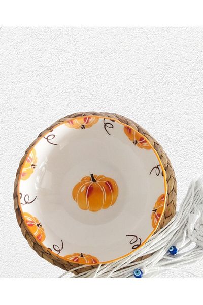 Home Ceramic Pumpkin Pattern Salad Bowl - 25 cm