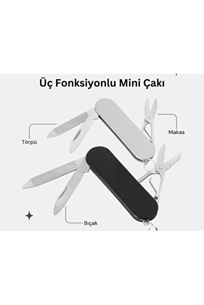HEPBİMODA 3 Fonksiyonlu Mini Çok Amaçlı Cep Anahtarlık Çakı