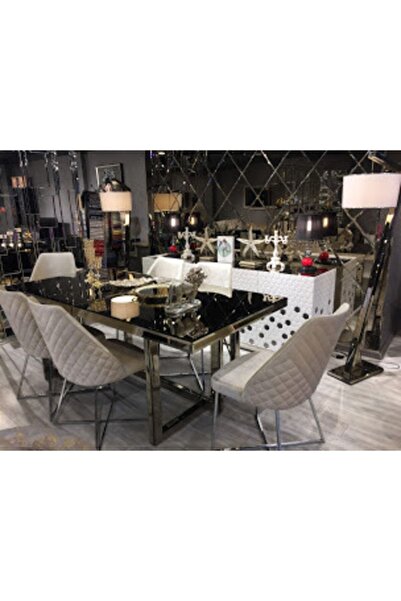 Gençtürk Luxury Sadece Bronz Aynalı Masa 220x100 Yük 75 Sandalyeler Hariçtir