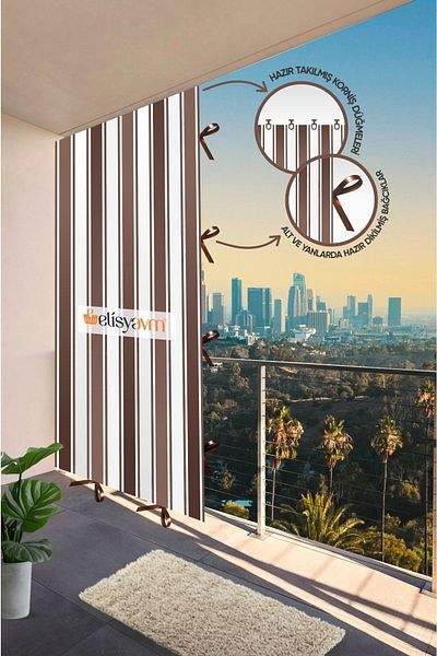Elisya Home Balcony Curtain Canvas Sunshade 6 Color Options