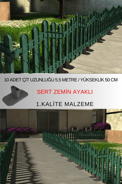 ZiDi Plastik Dekoratif Plastik Alan Oluşturma Ve Bahçe Çiti 10 Adet Çit (Y: 5...