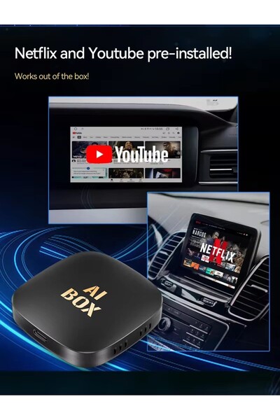 TECHTAKİP TechTakip Carplay Ai Box 2gb + 32GB Android Oto Kablosuz Ai Kutusu - Youtube, Netflix, Play Store