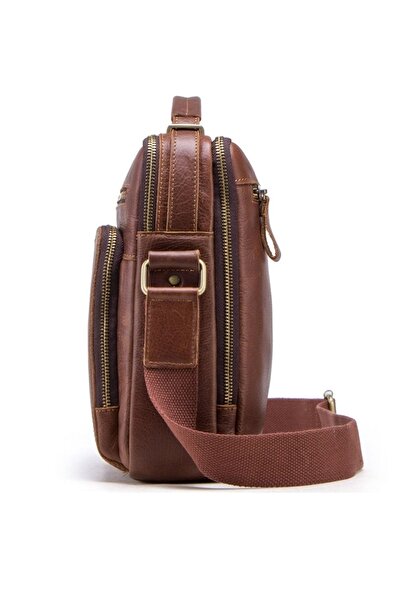 Contact’S Mazara - Unisex Genuine Leather Tan Messenger Bag, Flawless Detail Workmanship and Maximum Usefulness.