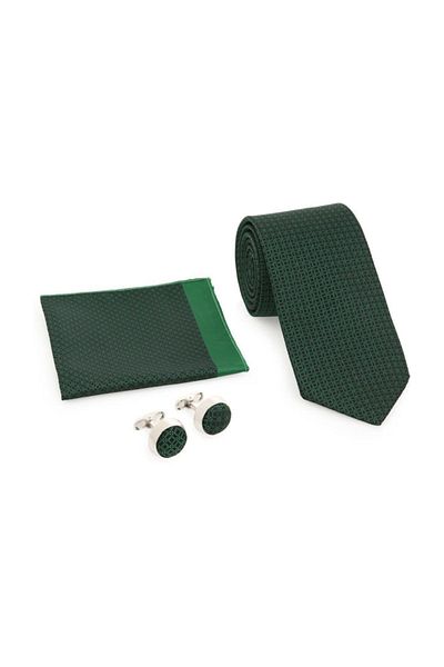 Brianze Green Tie Gift Set - Cufflinks Kmk-19