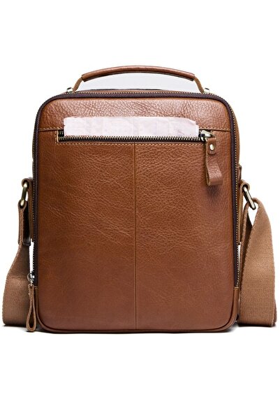 Contact’S Mazara - Unisex Genuine Leather Tan Messenger Bag, Flawless Detail Workmanship and Maximum Usefulness.