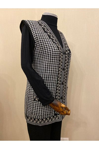 TEK Tricoturi Kilim Pattern Mother Vest / Gri