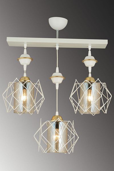 SONSUZ AYDINLATMA&AVİZE Row of White 3-Piece Arenda Downward Facing Luxury Chandelier