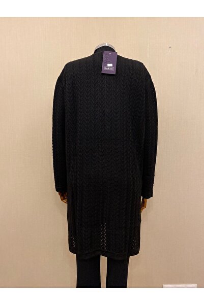 TEK Merserize Anne Uzun Hırka / Siyah