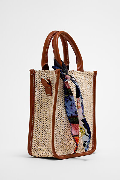 ALTUDA Γυναικεία τσάντα ώμου με ψάθινο φερμουάρ - Ψάθινο