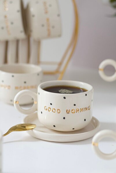 ada mia seramik كوب سيراميك مزين بالذهب عيار 24 قيراط بنمط مرقط سعة 200 مل