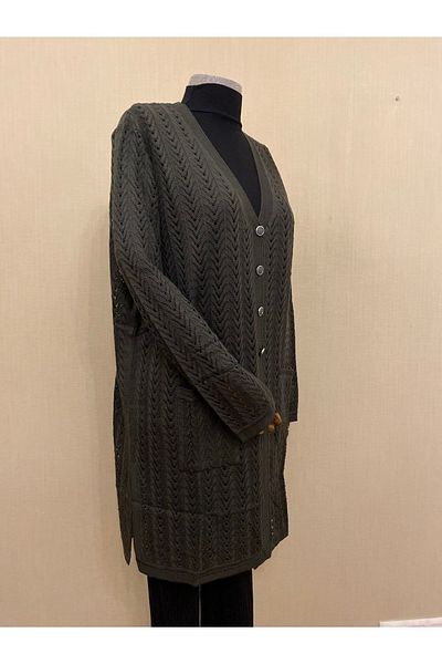 TEK Vestă lungă pentru mama mercerizată de sezon / verde kaki