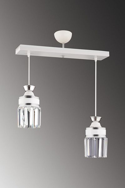 SONSUZ AYDINLATMA&AVİZE Tokyo 2 Row White Pendant Lamp Tray Crystal Stone Chrome Striped Cylinder Downward Facing Luxury Chandelier
