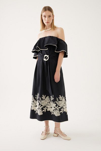 Exquise Black Off Shoulder Dress