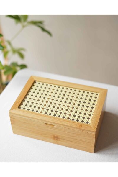 KaiHome Hazeran Bamboo - صندوق تخزين مكون من 6 أقسام مع غطاء / صندوق شاي عشبي