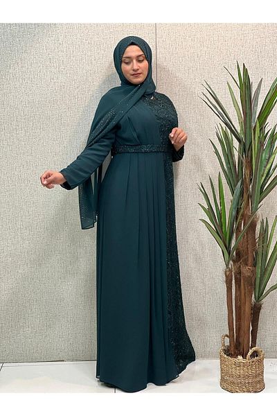 Butik büyük beden Guipure Chiffon Dress