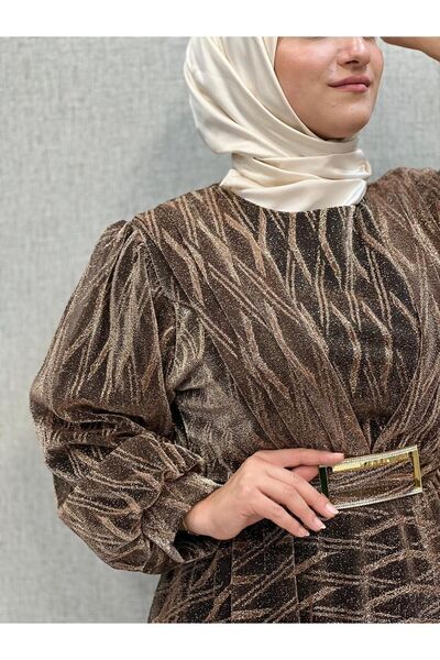 Butik büyük beden Desenli Tül Elbise