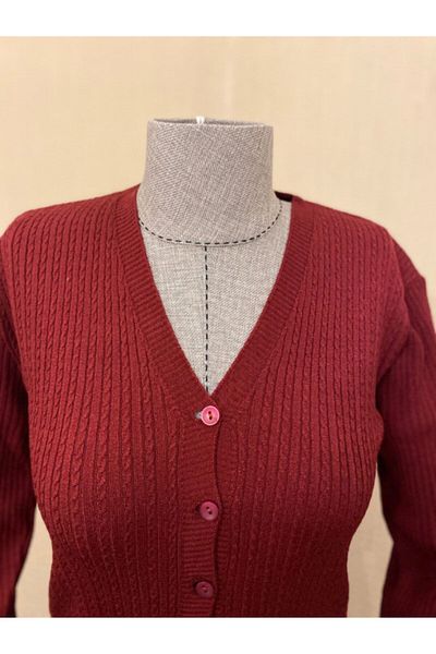 TEK Knitwear Cardigan / Claret Red