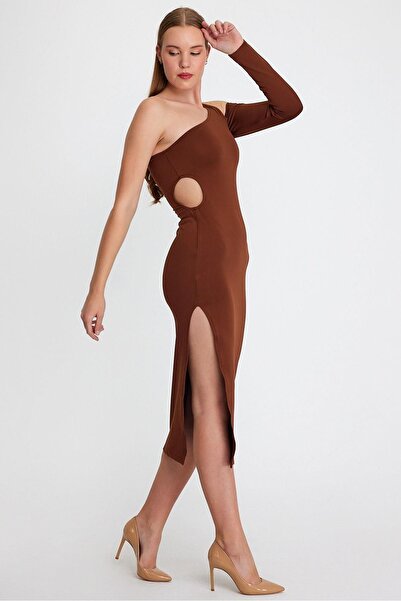 QUHOX Καφέ Γυναικείο Φόρεμα Allegro Fabric