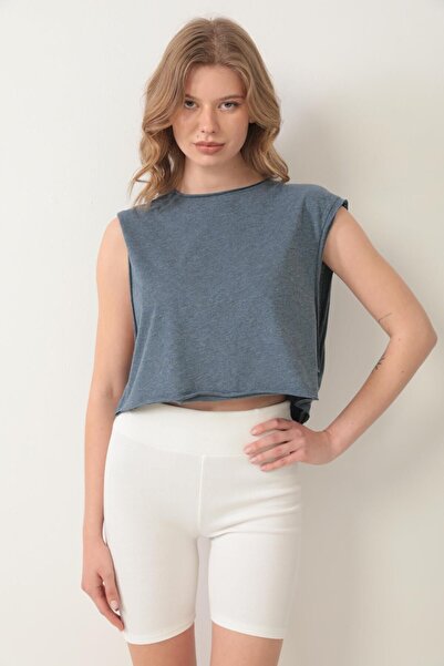 QUHOX Blue Melange Women's Sports Undershirt