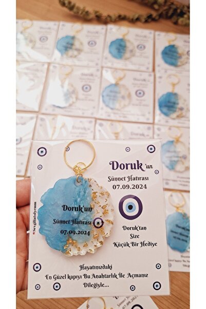 SevgiliAtolyemm HEM KARTLI HEM   ÜZERİ YAZILI  ANAHTARLIK  MAVİ-GOLD-GÜMÜŞ  MEVLÜT SÜNNET BEBEK DOĞUM GÜNÜ 10 AD