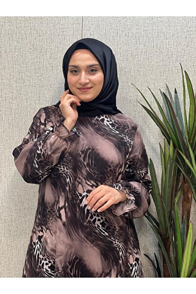 Butik büyük beden Patterned Chiffon Tunic - Relaxed Fit