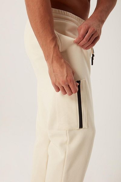 QUHOX Men's Zipper Detailed Sweatpants White