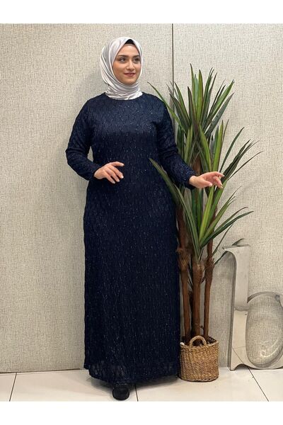 Butik büyük beden Düz Payet Elbise