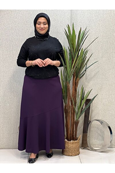 Butik büyük beden تنورة ليكرا مع فالون