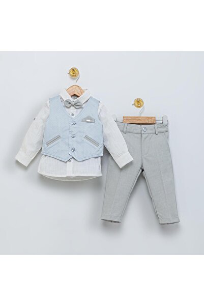 Babydola 1-5 Years Old Bow Tie Vest Shirt Pants Holiday Children's Suit Set of 4 15051