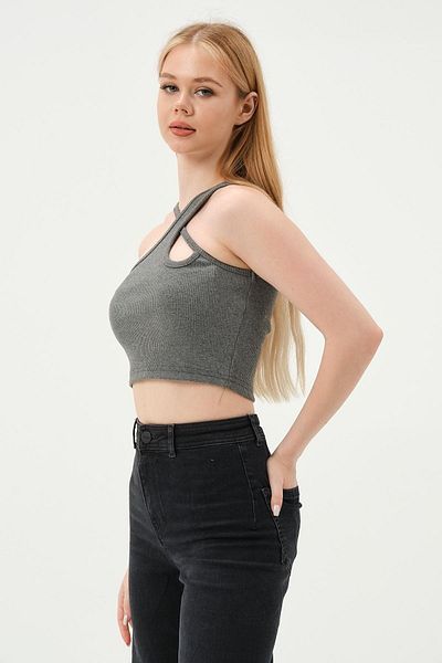 QUHOX Γυναικείο λουράκι Crop Camisole Γκρι