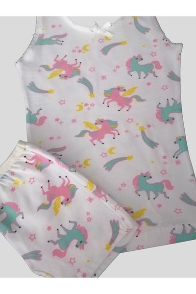 elmas kids Girl's Cotton Colorful Unicorn Patterned Athlete Boxer Set