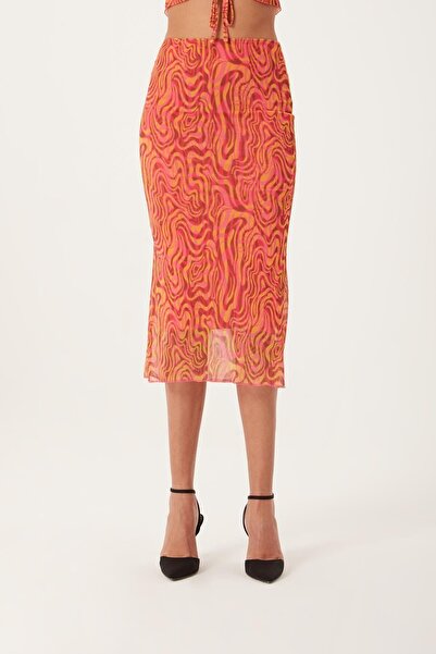 QUHOX Fustă damă din plasă căptușită, roz