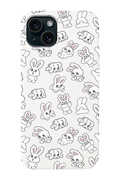 shoptocase Iphone 15 Uyumlu Baby Rabbit, Tavşancık Desenli İçi Süet Silikon L...