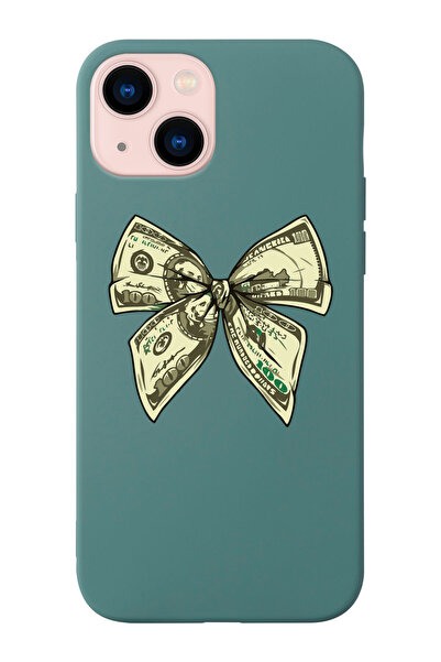 shoptocase Iphone 14 ve 13 Uyumlu Money Kurdele Desenli İçi Süet Silikon Lans...