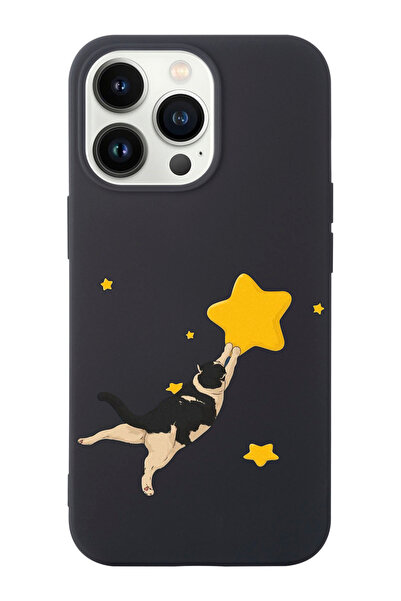 shoptocase Iphone 14 PRO MAX Uyumlu Kedi Desenli İçi Süet Silikon Lansman Tel...