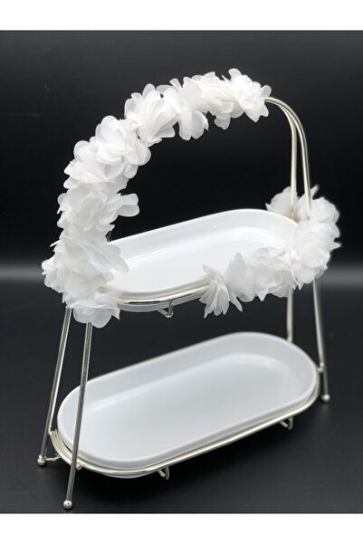 Mirabella Gift Gümüş Süslemeli 2 Katlı Sunum Standı – Söz, Nişan, Nikah, Iste...