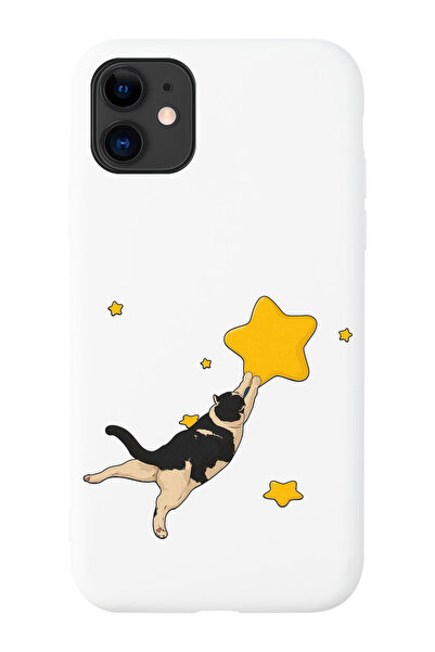 shoptocase Iphone 11 Uyumlu Kedi Desenli İçi Süet Silikon Lansman Telefon Kılıfı