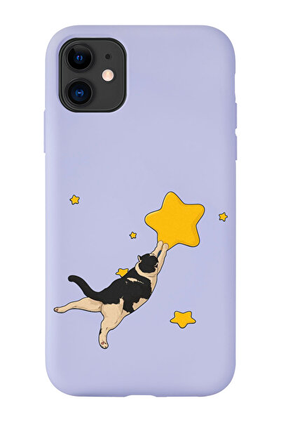 shoptocase Iphone 11 Uyumlu Kedi Desenli İçi Süet Silikon Lansman Telefon Kılıfı