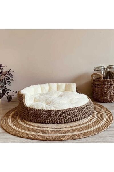 idalife Köpek Ve Kedi Yatağı, El Yapımı, Hasır Örgü, Minder Yer Yatağı 60 Cm