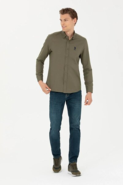 U.S. Polo Assn. Erkek Haki Uzun Kollu Basic Gömlek