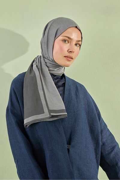 Cardion Anthracite Plain Cotton Silk Shawl